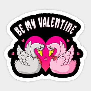 Be My Valentine Cute Swans Love Sticker